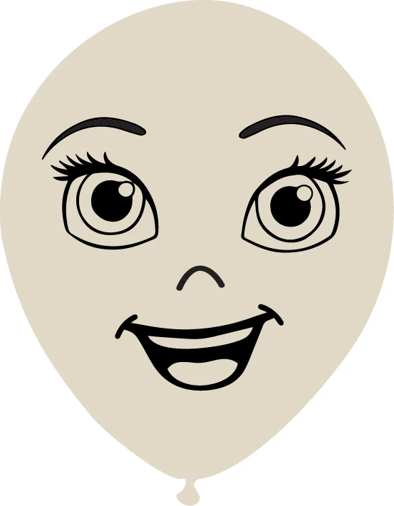 12" Latex Balloons Single Sided (25 Per Bag) Face Print 07 Decomex Sand