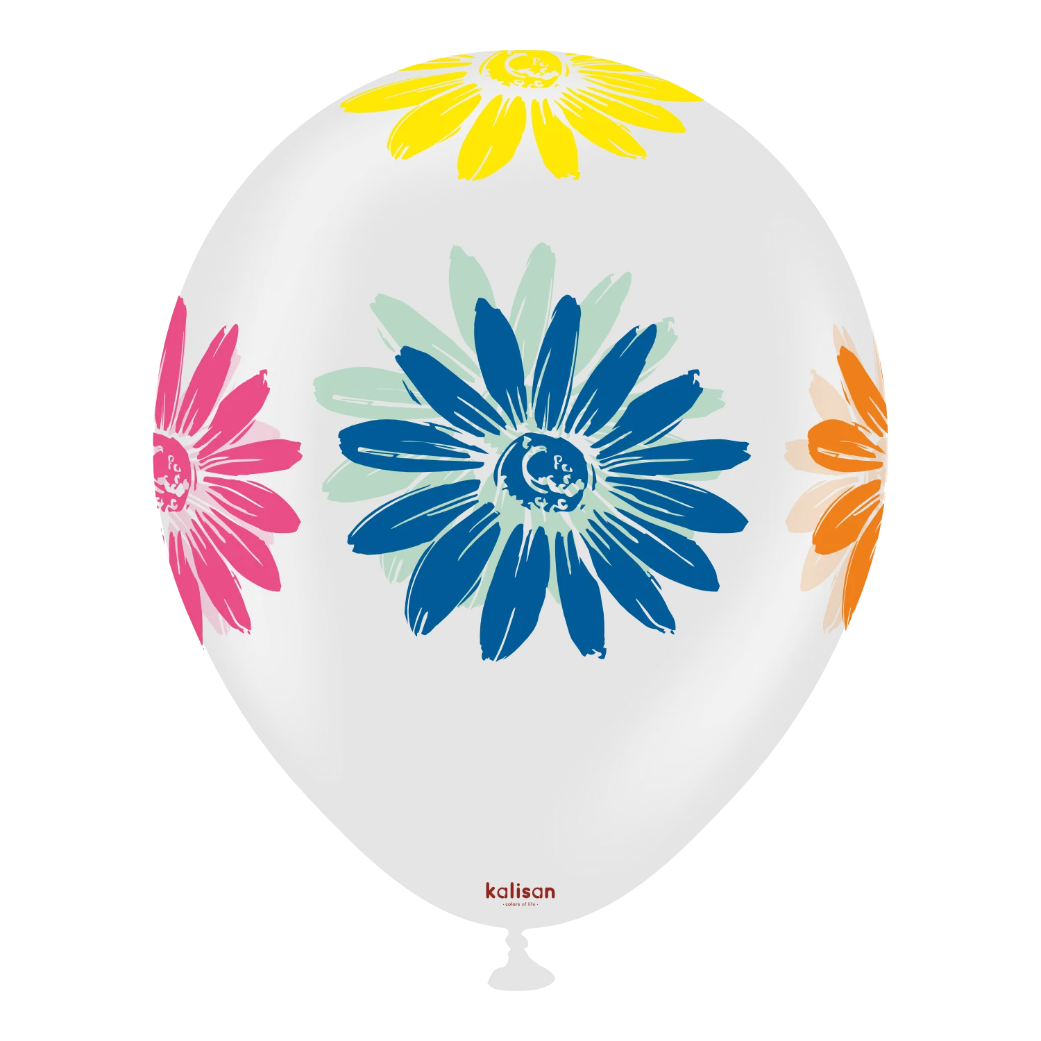 12" Kalisan 5 Color Print Colorful Flowers Clear Latex Balloons - Image 2