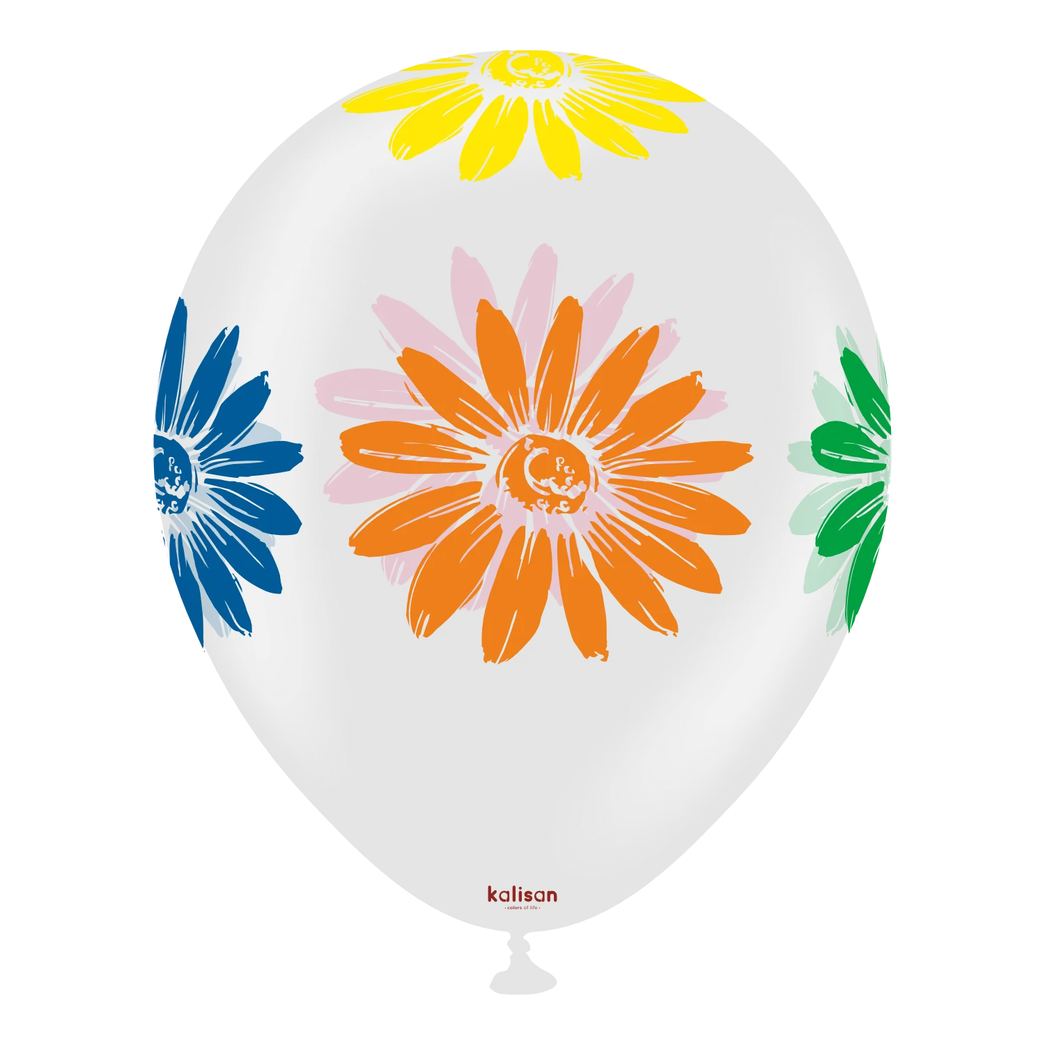 12" Kalisan 5 Color Print Colorful Flowers Clear Latex Balloons - Image 4
