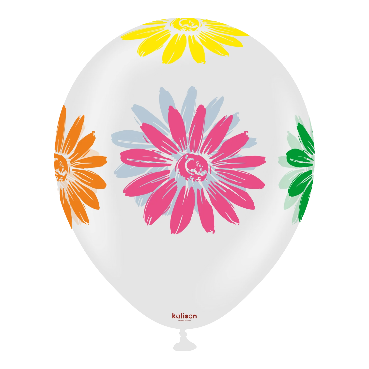 12" Kalisan 5 Color Print Colorful Flowers Clear Latex Balloons - Image 5
