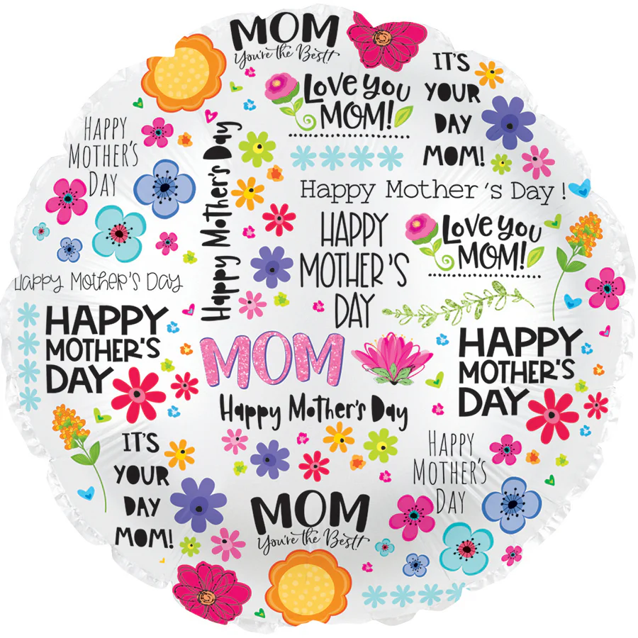 9" Airfill Only (Sticks Sold Separately) Happy Mother's Sentiment Foil Balloon