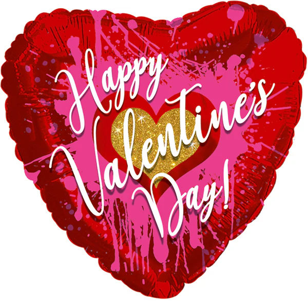 13" Airfill Only (Sticks Sold Separately) Happy Valentine's Day Abstract Foil Balloon