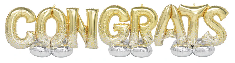 24" High and 131" Wide Airloonz Consumer Inflatable Congrats Foil Balloon