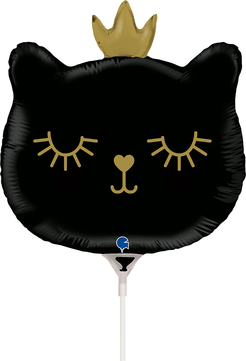 14" Airfill Only (Sticks Sold Separately) Cat Princess Black Foil Balloon