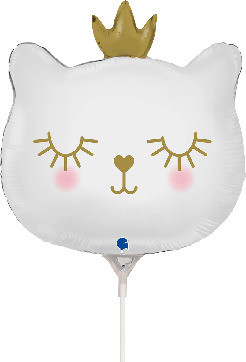 14" Airfill Only (Sticks Sold Separately) Cat Princess White Foil Balloon
