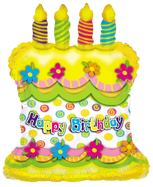 14" Airfill Only (Sticks Sold Separately) Happy Birthday Cake Balloon