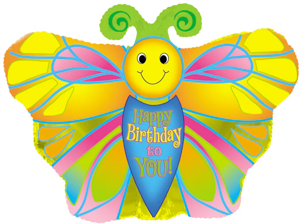 14" Airfill Only (Sticks Sold Separately) Happy Birthday To You Butterfly Balloon