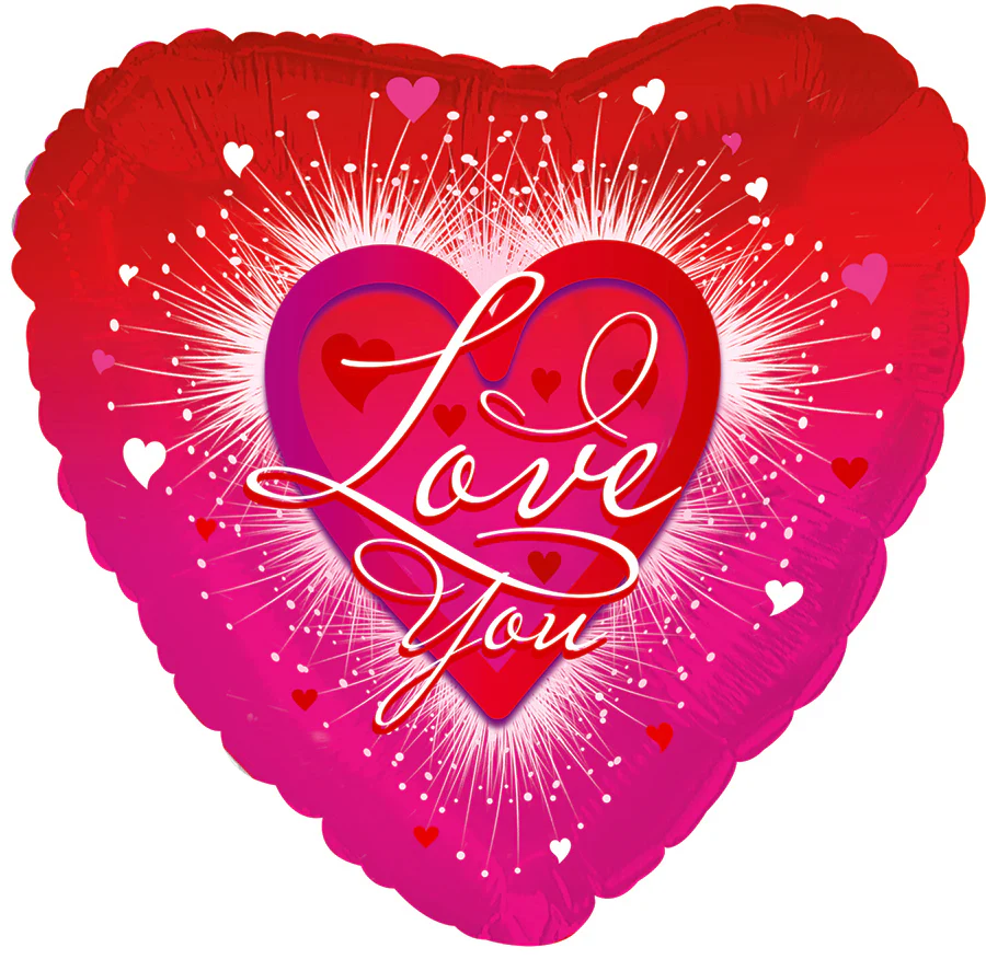 14" Airfill Only (Sticks Sold Separately) I Love You Fireworks Foil Balloon