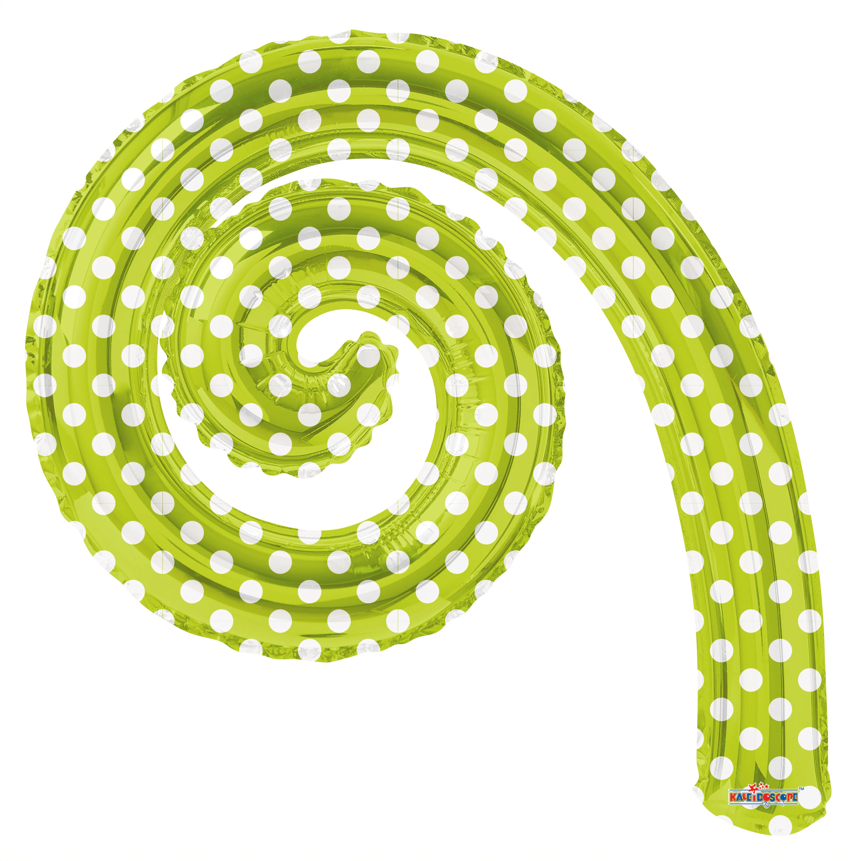 14" Airfill Only Kurly Spiral Kiwi Dots Balloon