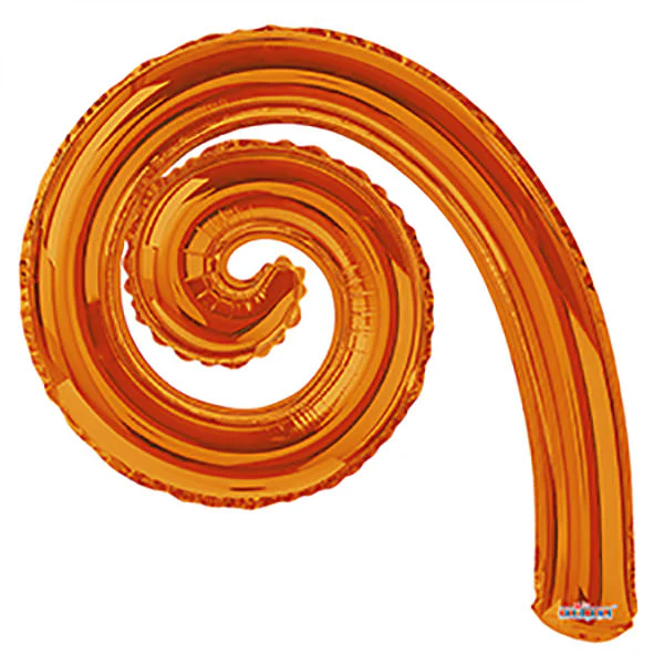 14" Airfill Only Kurly Spiral Orange Balloon