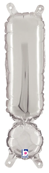 14" Airfill Only (Sticks Sold Separately) Megaloon Jr. Foil Balloon Exclamation Point ( ! ) Silver
