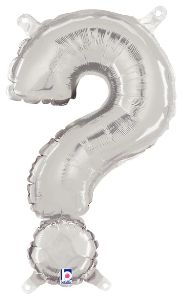 14" Airfill Only (Sticks Sold Separately) Megaloon Jr. Foil Balloon Question Mark ( ? ) Silver