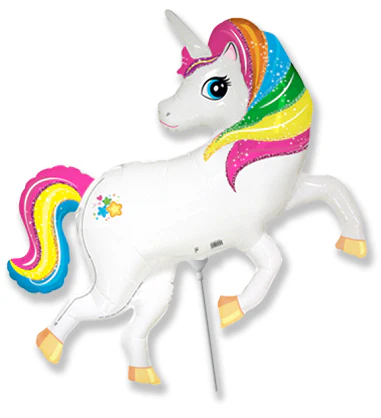 14" Airfill Only (Sticks Sold Separately) Mini Shaped Foil Balloon Rainbow Unicorn