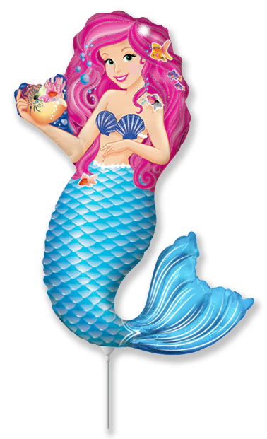 14" Airfill Only (Sticks Sold Separately) Mini Shaped Foil Balloon Zoe Mermaid