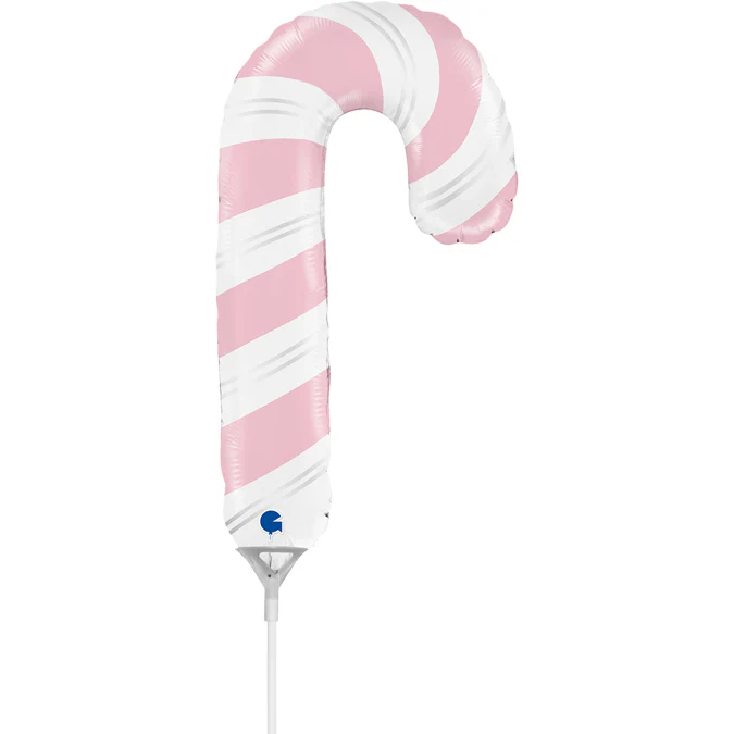 14" Airfill Only (Sticks Sold Separately) Pink Candy Cane mini Foil Balloon