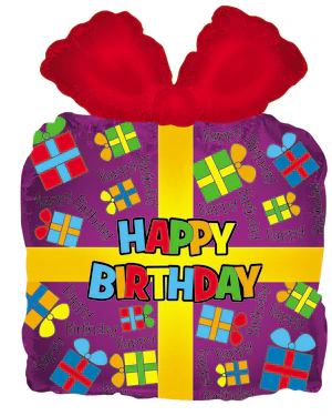 14" Airfill Only (Sticks Sold Separately) Purple Birthday Present Balloon