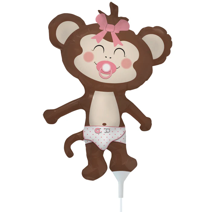 14" Airfill Only Self Sealing Balloon Baby Girl Monkey