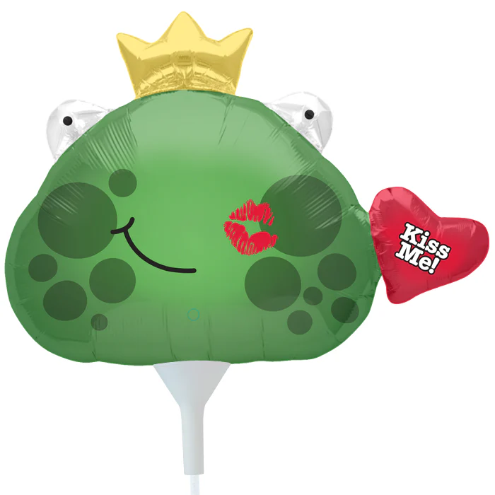 14" Airfill Only (Sticks Sold Separately) Self Sealing Kiss Me Frog Prince Foil Balloon