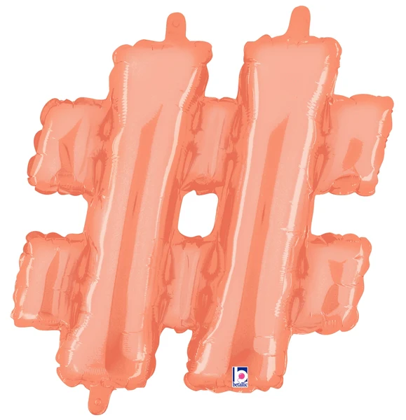 14" Airfill Only (Sticks Sold Separately) (Self Sealing) Megaloon Jr. Hashtag Rose Gold Balloon