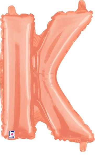 14" Airfill Only (Sticks Sold Separately) (Self Sealing) Megaloon Jr. Letter K Rose Gold Balloon