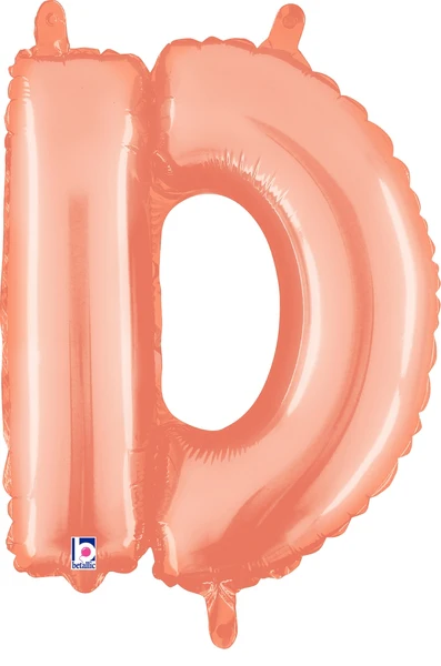 14" Airfill Only (Sticks Sold Separately) (Self Sealing) Megaloon Jr. Letter D Rose Gold Balloon