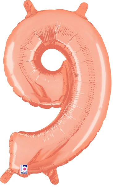 14" Airfill Only (Sticks Sold Separately) (Self Sealing) Megaloon Jr. Number 9 Rose Gold Balloon