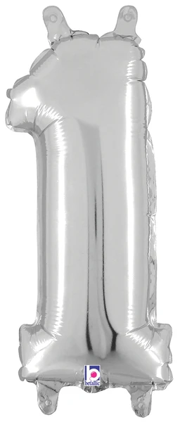 14" Airfill Only (Sticks Sold Separately) (Self Sealing) Megaloon Jr. Shape Number 1 Silver Balloon