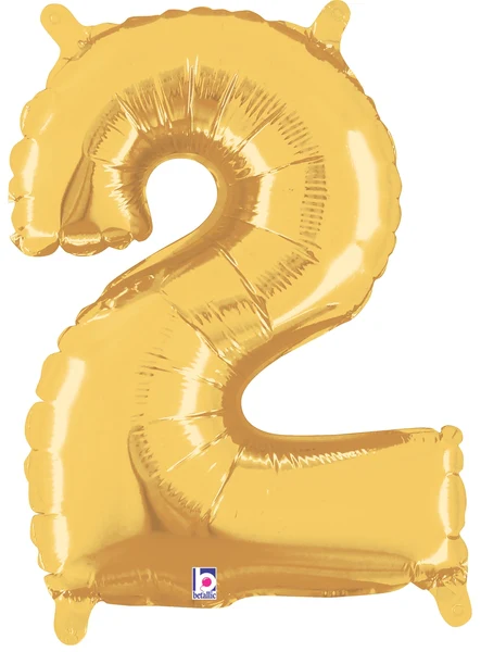 14" Airfill Only (Sticks Sold Separately) (Self Sealing) Megaloon Jr. Shape Number 2 Gold Balloon
