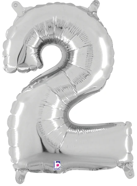 14" Airfill Only (Sticks Sold Separately) (Self Sealing) Megaloon Jr. Shape Number 2 Silver Balloon