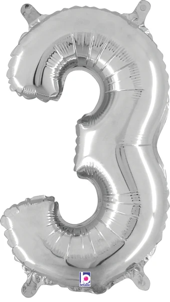 14" Airfill Only (Self Sealing) Megaloon Jr. Shape Number 3 Silver Balloon