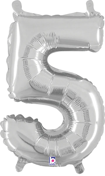 14" Airfill Only (Sticks Sold Separately) (Self Sealing) Megaloon Jr. Shape Number 5 Silver Balloon