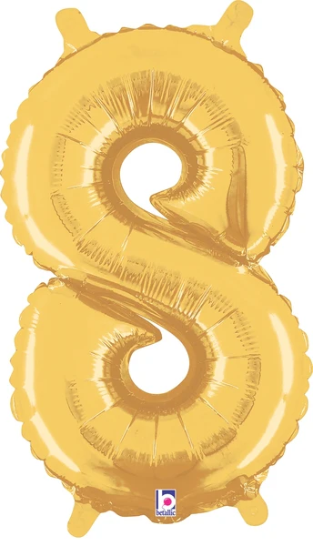 14" Airfill Only (Sticks Sold Separately) (Self Sealing) Megaloon Jr. Shape Number 8 Gold Balloon