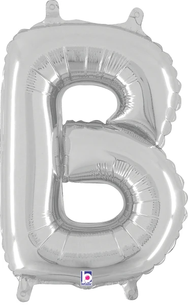 14" Airfill Only (Sticks Sold Separately) (Self Sealing) Megaloon Jr. Shape Letter B Silver Balloon