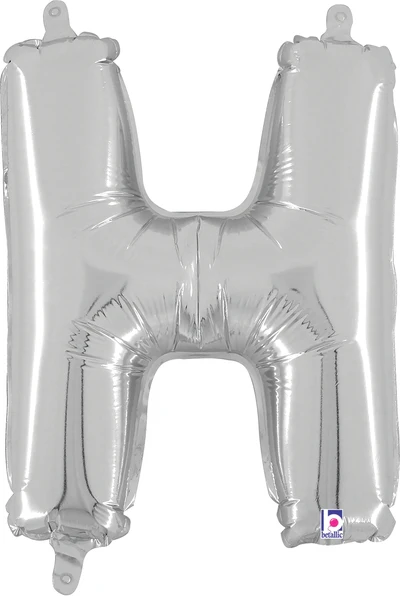 14" Airfill Only (Sticks Sold Separately) (Self Sealing) Megaloon Jr. Shape Letter H Silver Balloon