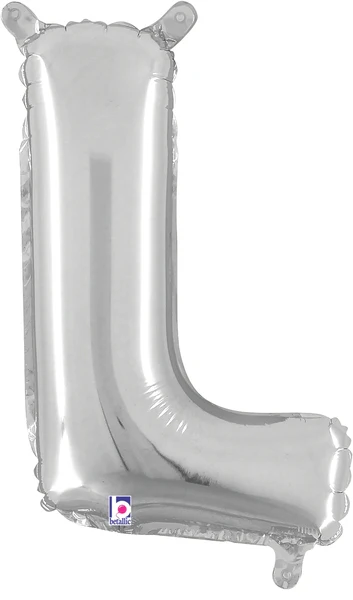 14" Airfill Only (Sticks Sold Separately) (Self Sealing) Megaloon Jr. Shape Letter L Silver Balloon