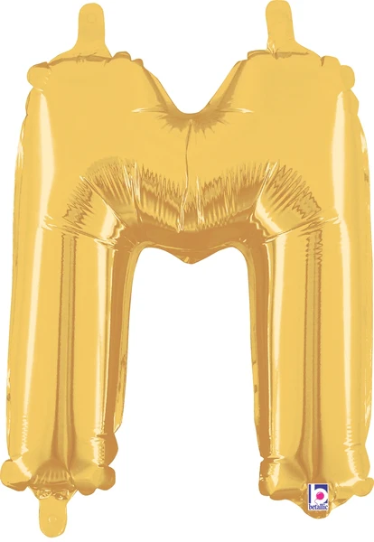 14" Airfill Only (Sticks Sold Separately) (Self Sealing) Megaloon Jr. Shape Letter M Gold Balloon