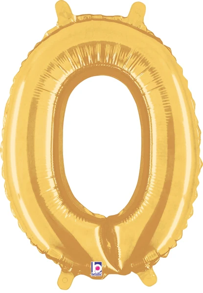 14" Airfill Only (Sticks Sold Separately) (Self Sealing) Megaloon Jr. Shape Letter O Gold Balloon