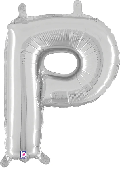 14" Airfill Only (Sticks Sold Separately) (Self Sealing) Megaloon Jr. Shape Letter P Silver Balloon