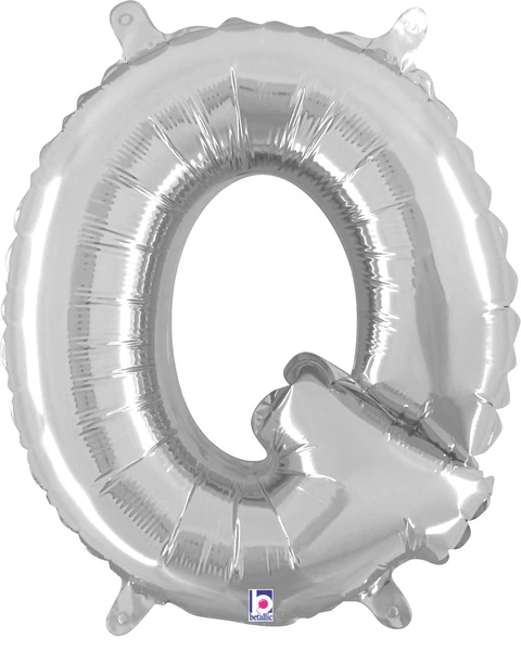 14" Airfill Only (Sticks Sold Separately) (Self Sealing) Megaloon Jr. Shape Letter Q Silver Balloon