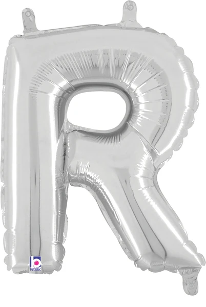 14" Airfill Only (Sticks Sold Separately) (Self Sealing) Megaloon Jr. Shape Letter R Silver Balloon