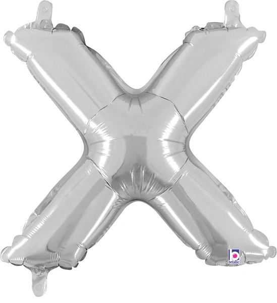 14" Airfill Only (Sticks Sold Separately) (Self Sealing) Megaloon Jr. Shape Letter X Silver Balloon