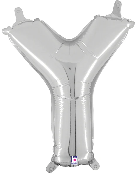14" Airfill Only (Sticks Sold Separately) (Self Sealing) Megaloon Jr. Shape Letter Y Silver Balloon