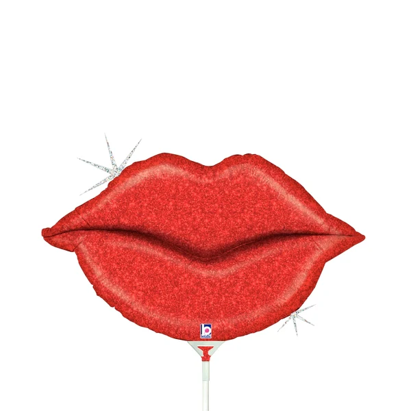 14" Airfill Only (Sticks Sold Separately) Shape Mini Glitter Lips Foil Balloon