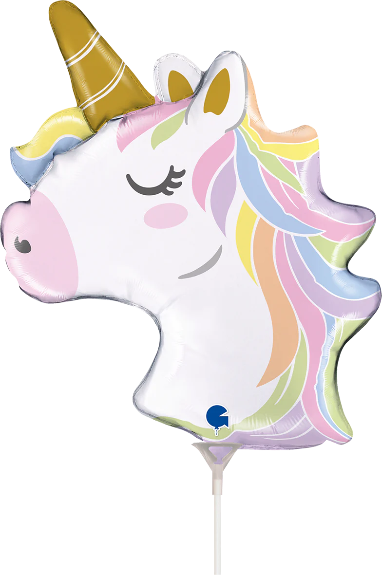 14" Airfill Only (Sticks Sold Separately) Unicorn Head mini Foil Balloon