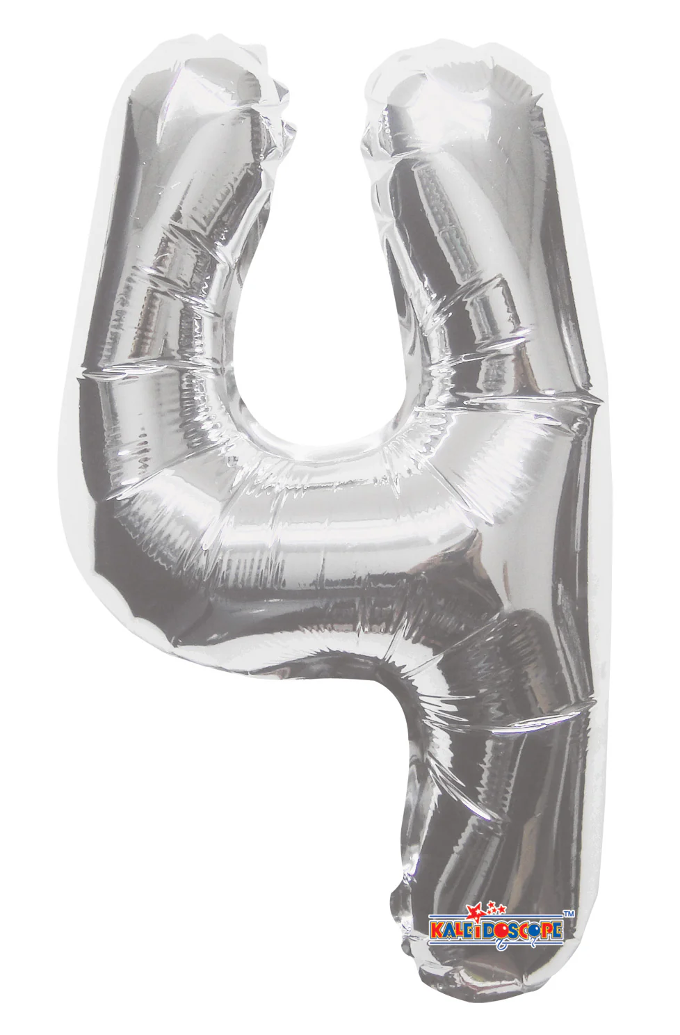 14" Airfill with Valve Only Number 4 Silver Balloon (Sticks Sold Separately)