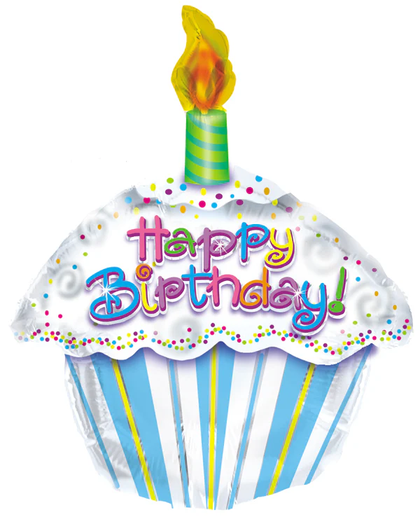 14" Happy Birthday Cupcake Airfill Only (Sticks Sold Separately) Balloon