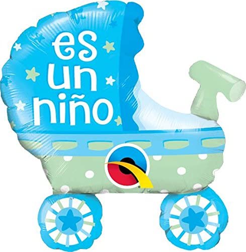 14" Only Airfill Es Un Nino Baby Stroller Foil Balloon (Spanish) (Sticks Sold Separately)
