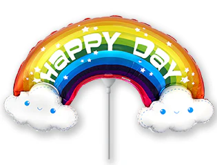 14"Airfill Only (Sticks Sold Separately) Happy Day Rainbow Foil Balloon