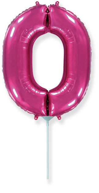 14" Airfill Only Flexmetal Foil Balloon Number "0" Color Fuchsia