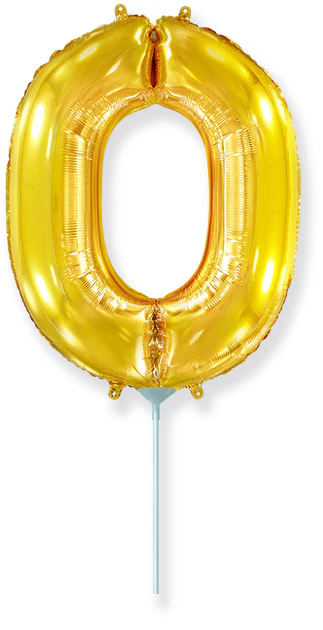 14" Airfill Only Flexmetal Foil Balloon Number "0" Color Gold